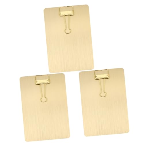 Tofficu 3 Stk A5 Notiz schiene clipboard Schreibbrett mit Klemme Klemmbrett für Dokumente Schreibbrett mit Clip Pastell Aufzeichnungen Tür schulsachen Papierhalter a5 Zwischenablage Golden von Tofficu