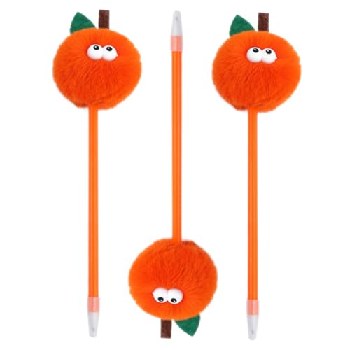 Tofficu 3 Stk Plüsch-kugelschreiber Stifte Für Kinder Kawaii-stifte Dekorativer Pomponstift Pompon-stifte Geformte Stifte Cartoon-stift Tragbarer Stift Mehrfarbiger Stift Herzstift Orange von Tofficu