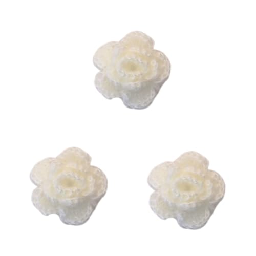 Tofficu 30 Stk gehäkelte Blumenapplikation handgefertigte Applikation handgemachte Häkelblume Weiß von Tofficu