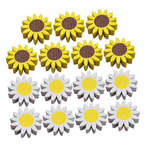 Tofficu 30 Stück Sonnenblumen Holzperlen Zum Basteln DIY Perlen DIY Zubehör Gänseblümchen Abstandshalter Schmuckherstellung Perlen Schmuck Bastelperlen Lose Sonnenblumen Perlen von Tofficu