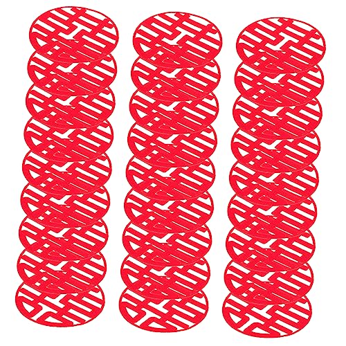 Tofficu 30St glückliche Wortaufkleber Rosenblätter Stand Party Papier wiederverwendbare sticker reusable stickers chinesisches Glückskonfetti Chinesischer Hochzeitsscherenschnitt Vlies rot von Tofficu