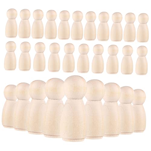 Tofficu 30St kleiner Holzmann Peg-Puppe puppen selber machen Pegpuppen selbst bemalen kinder DIY zubehör Heringe Menschen holzfiguren bastelset DIY leere Holzpflockpuppen Puppen aus Holz von Tofficu