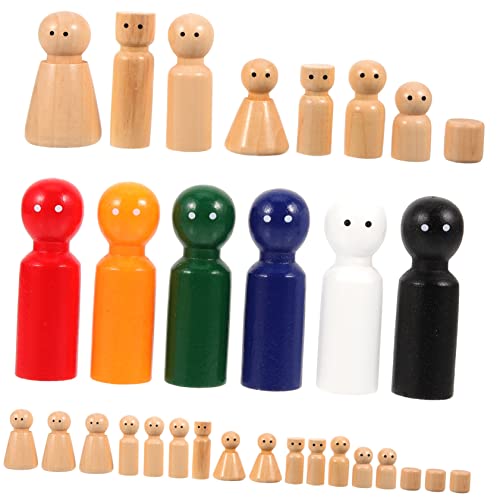 Tofficu 30st Bemalte Puppen Unvollendetes Puppenspielzeug Kinder Malen Spielzeug Figuren Dekor Regenbogen-peg-puppen Steckpuppe Zum Basteln Puppenköpfe Zum Basteln Peg-puppenstatue Holz von Tofficu