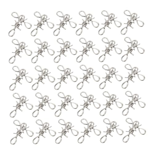 Tofficu 30st Diy Zubehör Schmuck Aus Stacheldraht Halskette Karabiner Halskette Armbandanhänger Armband-anhänger Medaillon Halskette Ohrtropfen-anhänger Reize Zinklegierung Silver von Tofficu