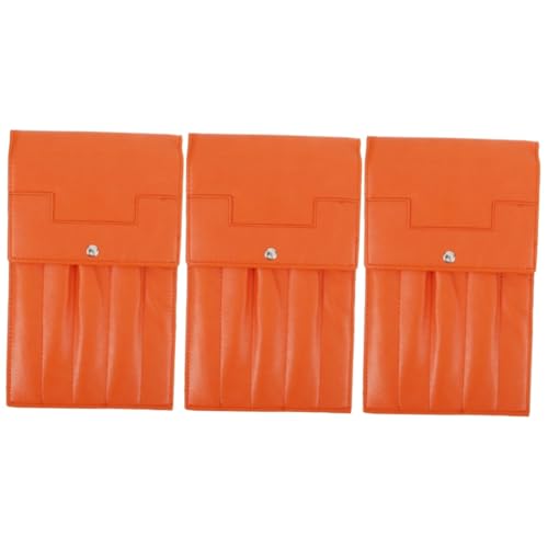 Tofficu 3St Aufbewahrungstasche für Nadeln Perlen Werkzeug Maschine Stich Bausatz stricknadeln etui Stricknadeletui strickzubehör Tasche mit Häkelnadel Wollhaken-Organizer Leder Orange von Tofficu