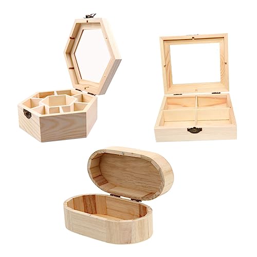 Tofficu 3St Holzkasten Süßigkeiten selber machen Organizer zur Aufbewahrung von Halsketten Mini-Schmuckkästchen Heimwerken storage boxes aufbwahrungs-box ablagekasten Holzkisten DIY-Boxen von Tofficu