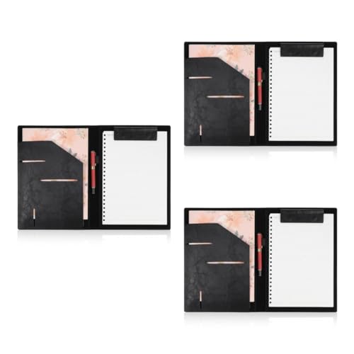 Tofficu 3st Ordnerschiene Portfolio-buch Faltbares Klemmbrett Portfolio Für Männer Geschäftsmappen Für Dokumente Business-notizbuch-organizer Klemmbrett Mit Speicher Briefordner Pu Black von Tofficu