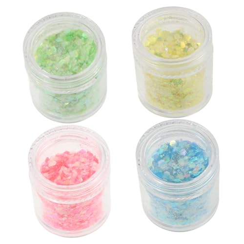 Tofficu 4 Leuchtende Glitzerpulver Accessoires Für Gesicht Glitzer Make Up Nagelglitzer Glitzer Für Nägel Festival Make Up Rave Glitzer Festival Glitzer DIY Maniküre Dekor von Tofficu