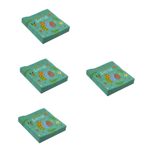 Tofficu 4 Packungen Hasenserviette easter napkins servietten papier papierservietten ostern Osternapkins Osterfest Papierservietten Abendessenservietten Osterpapier Osterdeko Zellstoff von Tofficu