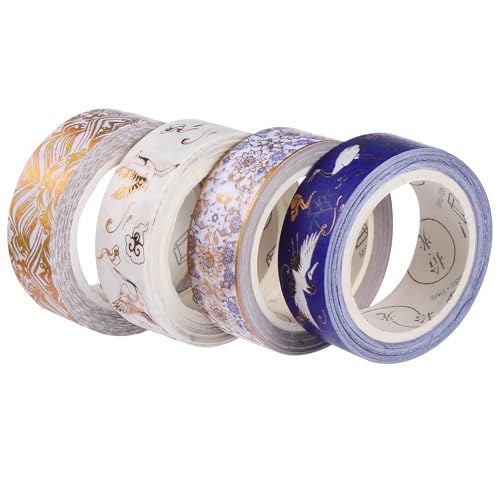 Tofficu 4 Rollen Heißpräge-Washi-Tape Tagebuch-Dekorband Breites Washi-Tape the washi tape farbiges klebeband aufkleber Washi Tape abkleben dekoratives klebeband selber machen Papier von Tofficu