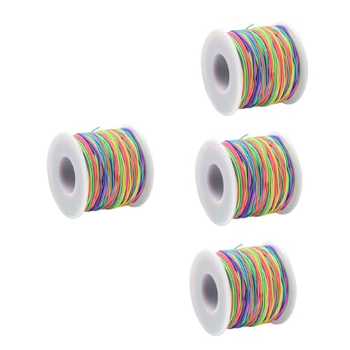 Tofficu 4 Rollen Schmuckperlenschnur bastelzeug bastelschnur Halskette Schnur Makramee-Schnur Perle Schlüsselanhänger elastisches Schmuckband Halskettenschnüre selber machen Polyester von Tofficu