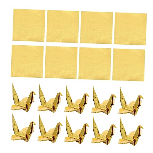 Tofficu 4 Sätze Einseitiges Perlmutt-origami Papierhandwerk Falten Quadratisches Origami-papier Papier Falten Grußpapier Dekoratives Faltpapier Perlen-origami-papier Golden 100 Blatt*4 von Tofficu