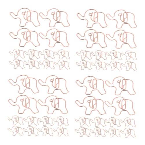 Tofficu 4 Sätze Elefanten-büroklammer Tierische Büroklammern Eleganter Süßer Elefant Büroklammern in Elefantenform Büroklammern Mittel Schreibtischdekorpapier Metall Rose Gold 20 Stück * 4 von Tofficu