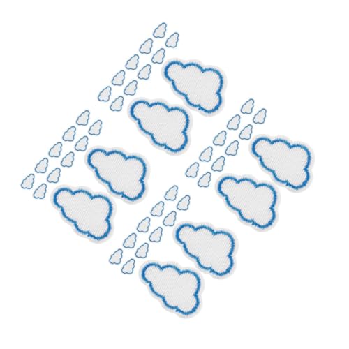 Tofficu 4 Sätze Gestickte Stoff Aufkleber Jacken Aufnäher Stickerei Dekoration Kleidung Rucksäcke Flicken Zum Aufbügeln Wolkenförmige Patches Cloud-patch Stickgarn Blue 12 Stück * 4 von Tofficu