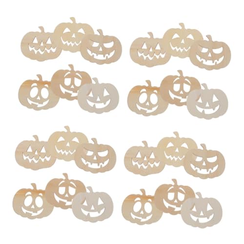 Tofficu 4 Sätze Kürbis Dekoration Weiden Halloween Leere Ausschnitte Ornamente Fälschung Unfertige Kürbisausschnitte Kürbisse Kürbisanhänger Zum Basteln Diy Holz Beige 12 Stück * 4 von Tofficu