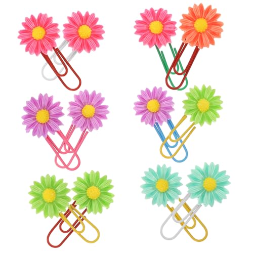 Tofficu 4 Sätze Rollenkamm Bookmarks Büroartikel Papierhalterklemmen Dekorative Blumen-büroklammern Mini Kleine Büroklammern Büroklammern Zur Dekoration 12 Stück * 4 von Tofficu