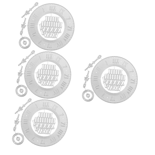 Tofficu 4 Sätze Stanzform Stanzteile für die Kartenherstellung Deckle Uhrenform Schneideform für Bastelarbeiten Prägemappen Prägewerkzeug zur Papierherstellung Kohlenstoffstahl Silver von Tofficu