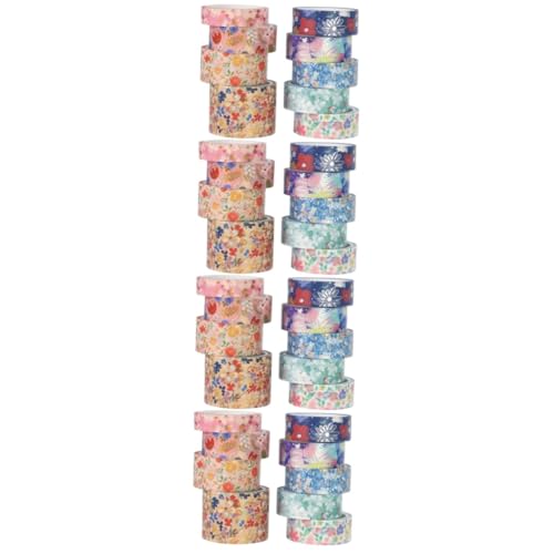 Tofficu 4 Sätze Washi-tape Handkontenbänder Handgemachte Aufkleber Wickelbänder Washi Tape Zum Verpacken Von Geschenken Washi Tapes Zum Basteln Klebebänder Blumendekor Papier 9 Rollen * 4 von Tofficu