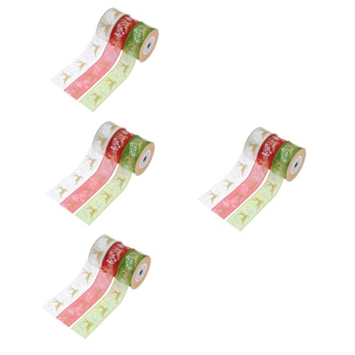 Tofficu 4 Sätze Weihnachtsband Dekorationsfest Partydekorationen Hessisches Band Bandbogen Durchsichtiges Organzaband Ribbon Bandfeile Banddekoration Weihnachtsbänder Polyester 3 Stück * 4 von Tofficu