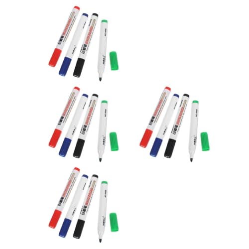 Tofficu 4 Sätze Whiteboard-stift Stoßfeste Halterung Hardware-schiebeschnalle Stecklampenfassungen Britischer Adapter Farbige Whiteboard-marker Spenderband Weiße Tafel Plastik 4 Stück * 4 von Tofficu