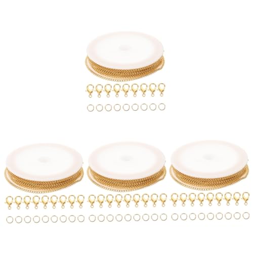 Tofficu 4 Sets Schmuckzubehör DIY Eisenkette Armband Halskette Herstellungswerkzeug Mit Karabinerverschluss Biegering Drehkette Gold Silber Kettenringe Halsketten Ketten Kettenanhänger von Tofficu