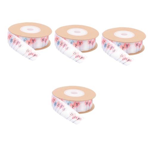 Tofficu 4 Stück Briefballonband geschenkverpackung muttertag Polyester Geschenkband Schleifenband Muttertag Punkt Jubiläum ihr Love Printed Ribbon Alles zum Geburtstag schiere Band von Tofficu