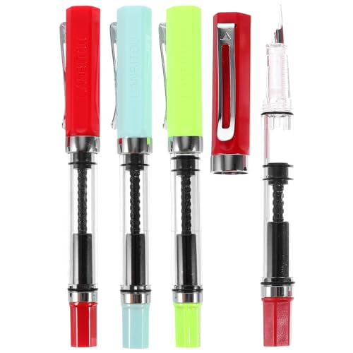 Tofficu 4 Stück Kolbenstift schreibutensilien schreibkladde schreibfeder fountain pens zeichenfeder Writing pen stiftemäppchen stylus pen kettelstifte Kolbenschreibstift 0,5 mm Stift von Tofficu