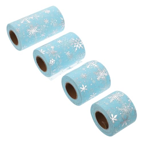 Tofficu 4 Stück Rollen Weihnachtsschneenetz Weihnachtsbänder Weihnachten Weihnachtsgeschenke Weihnachtsplüschtiere Partydekoration Tüllbänder Garnnetz Tüllnetz Polyester Blau von Tofficu