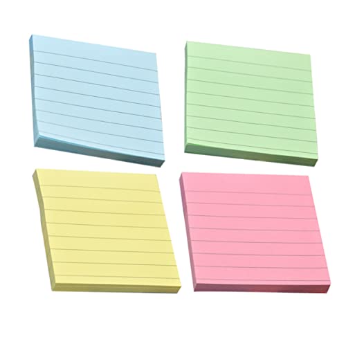 Tofficu 4 Stück Selbstklebende Notizen klebriger Notizblock Selbstklebende Pads in leuchtenden Farben Klebestreifen sticky notes book index sticky notes Aufkleber für Papiernotizen von Tofficu