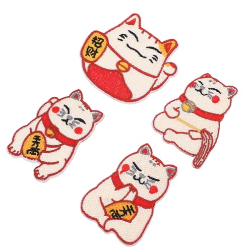 Tofficu 4 Stück Stickaufkleber aufbügelbilder DIY-Zubehör Katzen-Stickerei-Patches Katzen-Patch interessante Patches Zubehör für DIY-Kleidungsaufnäher Stickereiflecken Kleiderflicken Stoff von Tofficu