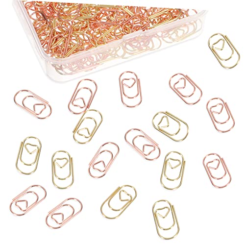 Tofficu 400 Pcs Liebe Büroklammer Kleine Heftklammern Clip Bunte Papierklammern Kleine Büroklammern Papierverschlüsse Band Roségoldene Herz-büroklammern Herz Büroklammern Rostfrei Metall von Tofficu