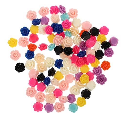 Tofficu 400 Stk Harz stieg bastelkasten bastelmaterial Schmuck Dekoration beads Mini-Rosen, die lose Perlen schnitzt Anhänger in Blumenform Anhänger zur Schmuckherstellung von Tofficu