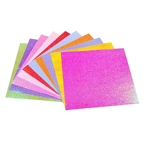 Tofficu 400 Stück Handgeschöpftes Papier Bastelpapier Kraftpapier-karton Japanisches Origami-papier Kranfaltpapier Glänzendes Irisierendes Papier Perlmuttglänzender Karton Glitzerkarton von Tofficu