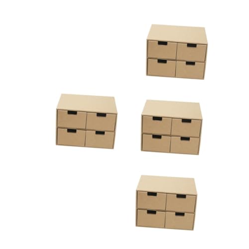 Tofficu 4Er-Box Schreibtisch ordner aufbewahrung faltbare Dokumentenbox aus Papier Aktenschrank-Schubladen-Organizer Kraftpapier Brown von Tofficu