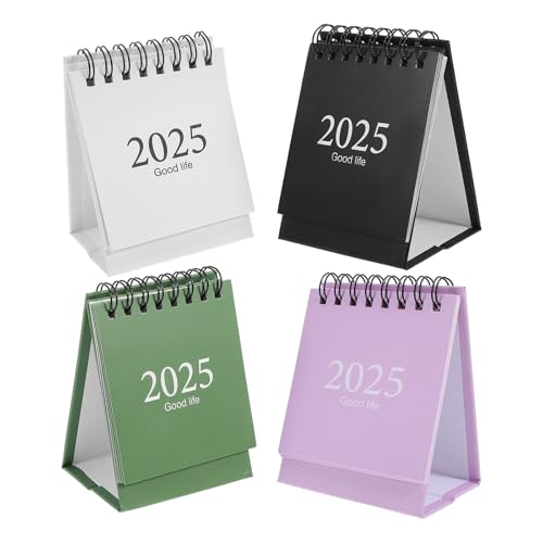 Tofficu 4er Set Mini Tischkalender Mini Tischkalender 2024-2025 Stehender Flip-Kalender 2024 2024-2025 Monatskalender 2025 Tischkalender Mini Monatskalender Staffelei Kalender Papier von Tofficu