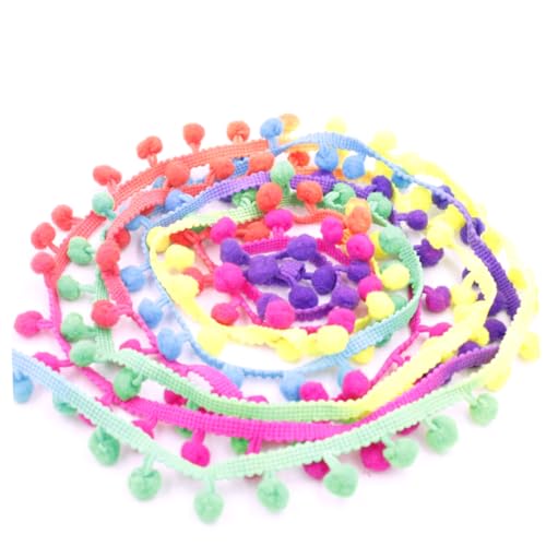 Tofficu 5 Packungen 20 Ball Fransen Marineblau Pompons Pom-Pom-Spitze rotes Zubehör Vorhänge mit Kugelfransen Kugelfranse blau damenröcke trousse Kugelfranse schwarz Ballfransenbesatz rosa von Tofficu