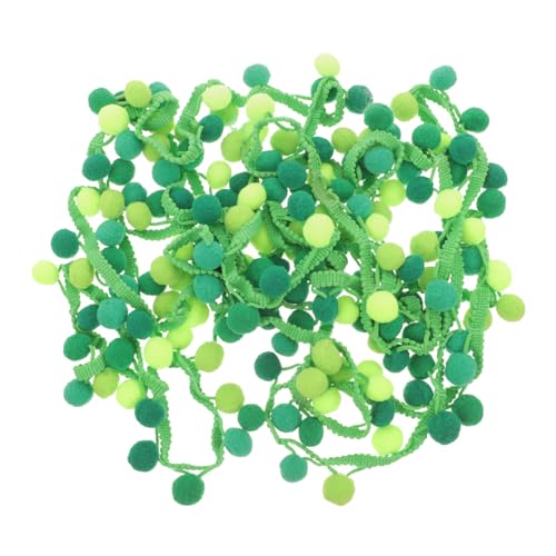 Tofficu 5 Quastenkugelbesatz Fransenband Quaste Ballfransenbesatz Pom Pom Quastenbesatz Bälle Fransen trimmt Fransenbesatz mit Kugelquasten Regenbogenkugel trimmen ball trimmen Green von Tofficu