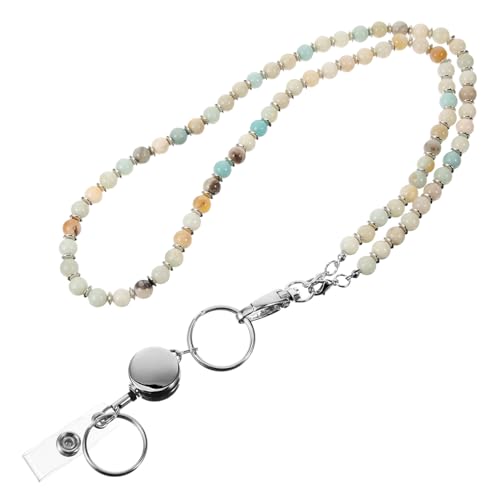 Tofficu 5 Sätze ID-Lanyard-Halskette transparenter Ausweishalter Abzeichenkette Abstandsperlen id card holder id holder Lanyards für Ausweise für Damen Abzeichen-Clip gefrostete Glasperlen von Tofficu