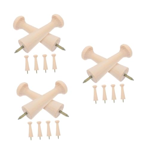 Tofficu 5 Sätze Kleiderhaken Türhaken Aufhänger Kleiderbügel Für Schranktüren Über Dem Türhandtuchhaken Hölzerner Shaker-stöpsel Shaker-pegs Heringe Für Regale Holz Beige 6 Stück * 5 von Tofficu