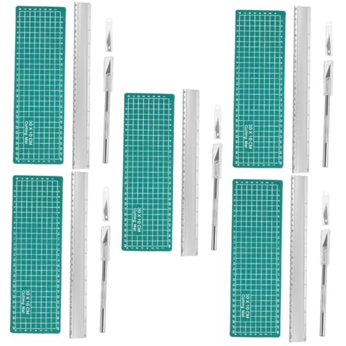 Tofficu 5 Sätze Schneidwerkzeugsatz Bastelbedarf aus Papier Cuttermesser Papierschneider Maschine sterben Schneidematte Schneidebrett rutschfeste Schneidunterlage Schneidplatte Gummi Green von Tofficu