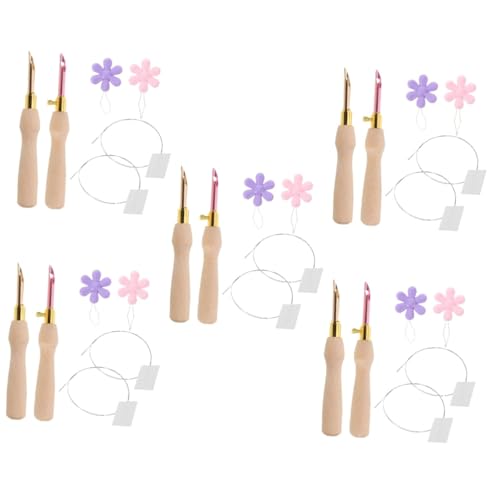 Tofficu 5 Sätze Sticknadel-Set Stickerei Nadeln Set Sticken Nadeln für Kleidung Punch Needle Bausatz Nähen Bastelnadeln selber Machen Stanznadel-Kits Erwachsene Anfänger Rostfreier Stahl von Tofficu