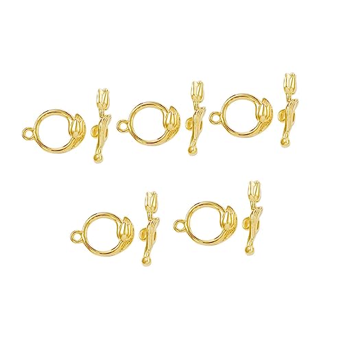 Tofficu 5 Sätze -Taste Knebelverschluss DIY Schmuckverschluss Knebelverbinder armbandverschluss verschluss für armbänder Endverschlüsse mit T-Bar schmuck DIY verschluss Metall Golden von Tofficu