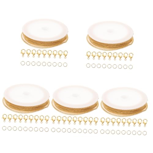 Tofficu 5 Sets Schmuckzubehör DIY Eisenkette Armband Halskette Herstellungswerkzeug Mit Karabinerverschluss Biegering Drehkette Gold Karabinerverschlüsse Schmuckset Kreiskette Ketten von Tofficu