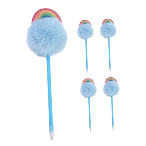 Tofficu 5 Stk Kugelschreiber Herz Lustige Stifte Cartoon-stift Puffstifte Pompon-stifte Kawaii-briefpapier Neuartige Flauschige Stifte Mehrfarbenstift Bunte Stifte Schulbedarf Plüsch von Tofficu