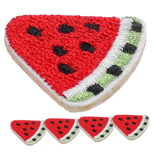 Tofficu 5 Stück Stickerei Aufkleber Obst Patch Kleidungs Patch DIY Bekleidungs Patch Kleidung Näh Patch Kleidungsstück Reparatur Zubehör Wassermelonen Patch Bestickte Applikation von Tofficu