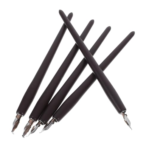 Tofficu 5-teiliges Set Stift Dip-pen-spitze Dip-pen Retro-dip-pen Dekoration Zeichnen Füller Handgeschnitzte Stempel Kalligraphie-füllfederhalter Künstlerwerkzeuge Holz Dark Brown von Tofficu