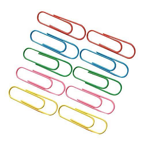 Tofficu 50 Stück Bürobedarf süße Büroklammern Jumbo-Büroklammern Jumbo-Ordner-Clips große Büroklammern Schulbriefpapier bookmarks briefhalter metallclips brieftaschen Fotoclip bunte Klipps von Tofficu