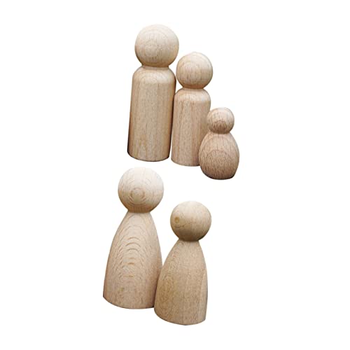 Tofficu 5St handbemalte Puppenspielzeuge Puppenhaus dekorative Steckpuppe Peg-Puppe unvollendet Kinderpuppen Mini kinder bastelset bastelzeug für kinder Holzpuppen unfertige Puppen Buche von Tofficu