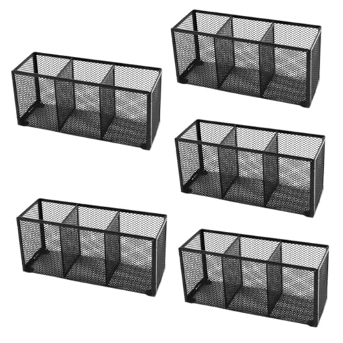 Tofficu 5St mit drei Gittern Dokumentenorganisator Stift-Organizer aufbewahrungsdose storage boxes Kugelschreiber und Bleistifthalter Stifthalter aus Netzstoff Eisen Black von Tofficu