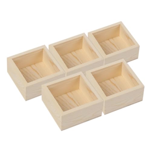 Tofficu 5er Boxen Blumentopf in Holzkiste Holzbox Aus Holz Unbemalte Holzkisten Kleine Holzkisten Zum Basteln Schmuckhalter Aus Holz Kiefernholz von Tofficu